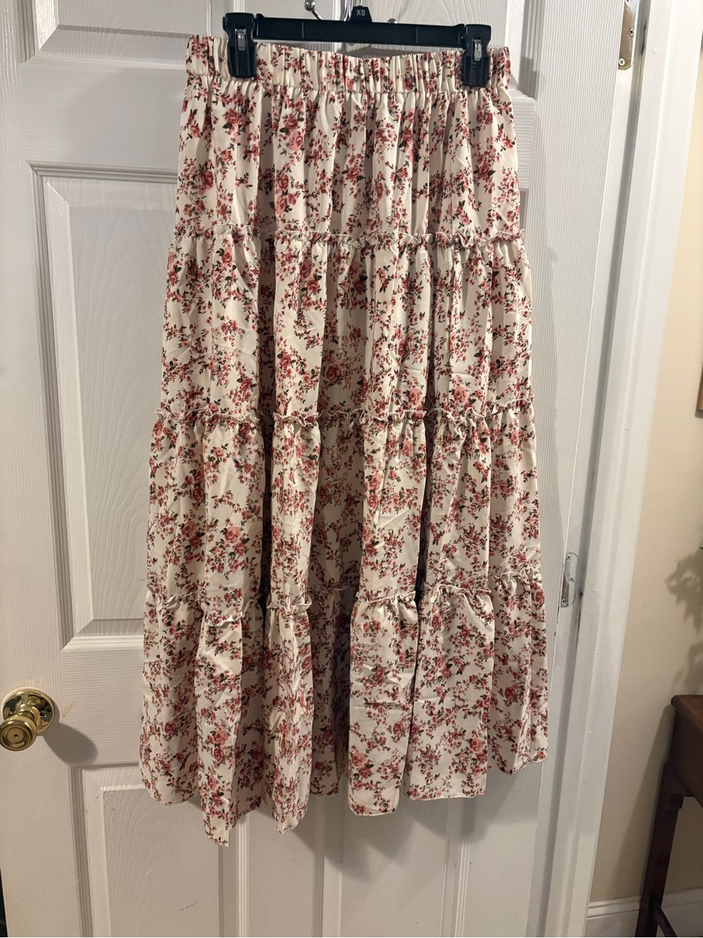 Cream Floral Tiered Maxi Skirt - Women's Skirt